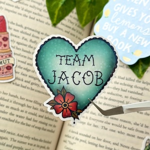 Team Jacob Twilight Inspired Sticker, Tattoo Art Style Sticker for Readers, Gift for Birthday, YA Romance sticker, Bookish Kindle Stickers