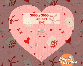 Coquette Saint-Valentin pour petite entreprise, motif lettres d'amour, fichier sans couture pour tissus, gobelets, étui pour téléphone