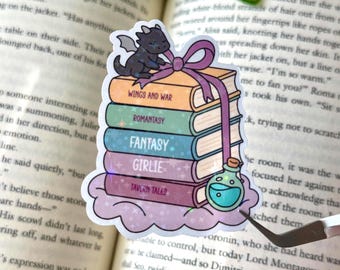 Fantasy Book Lover Sticker, Sticker for Fantasy Reader, Kindle Sticker, Book Club Sticker, Trendy Book Sticker, Book Dragon, Romantasy Lover