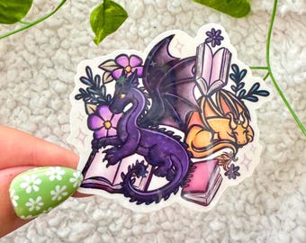 Book Dragon Sticker, Fantasy Reader, FW Inspired, Gift for Fantasy Reader, Dragon Rider Sticker, Booktok Aesthetic