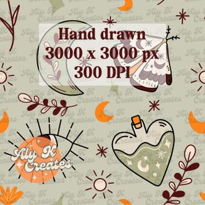 Motif neutre dessiné main céleste pour petites entreprises, motif neutre, fichier transparent à usage commercial, motif par sublimation
