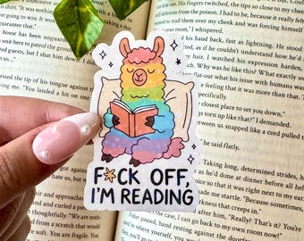 Snarky Bookish Sticker, F Off Sticker, Cute llama sticker, Stickers for Book Lovers, Gift for Readers, Trendy Reading Sticker