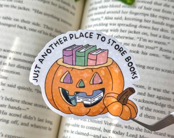 Pegatina de Halloween para amantes de los libros, divertida pegatina de lectura de temporada, pegatinas para amantes de los libros, regalo para lectores, pegatina de lectura de moda