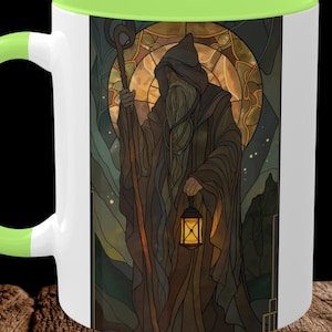 Tasse de tarot L'Ermite 11 oz – Conception de cartes de tarot colorées | Tasse à café révélatrice de bonne aventure, cadeau gothique occulte pour les sorcières et les amateurs de tarot