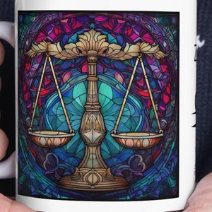 Tasse mit Sternzeichen Waage, 313 ml – Waage-Design mit Sternenbild | Astrologie Geschenk für Waage Liebhaber | Einzigartiges Geburtstagsgeschenk
