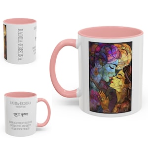 Radha-Krishna-mok 11oz – Hindu Gods as The Lovers | Spiritueel tarotontwerp voor goddelijke liefde, harmonie en leidende hartgecentreerde keuzes
