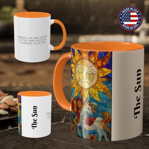 Taza con carta del Tarot del Sol: diseño brillante de 11 oz para alegría y positividad / regalo gótico para brujas