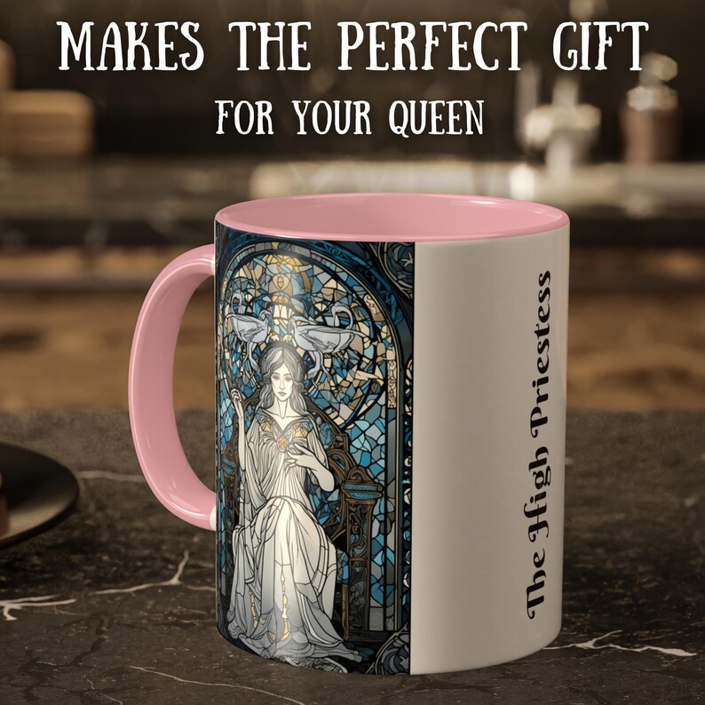 The High Priestess Tarot Card Mug 11oz – Tarot Card Design for Intuition & Mystery | Gothic Occult Gift for Witches and Tarot Lover
