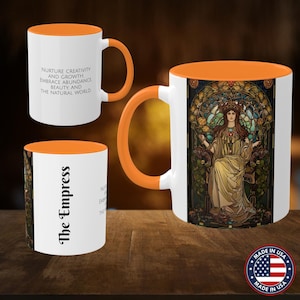 Taza de Tarot de La Emperatriz de 11 oz: diseño colorido de cartas del tarot, taza de café para adivinación, regalo gótico oculto para brujas y amantes del tarot