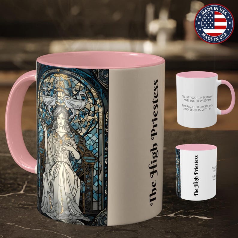 The High Priestess Tarot Card Mug 11oz – Tarot Card Design for Intuition & Mystery | Gothic Occult Gift for Witches and Tarot Lover