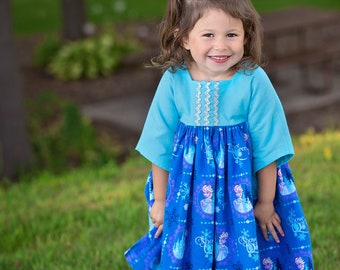 Disney Dress, Frozen Birthday, Elsa Dress, Toddler Dress, Gifts for Kids, Warm Flannel Dress for Winter sizes 2T to 10 years