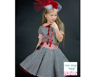 50's Swing Dance Dress for Girls, Retro Sock Hop Party, Rockabilly Outfit