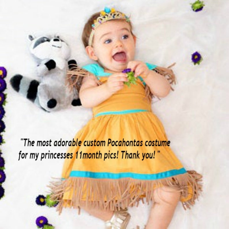 Pocahontas Baby Costume, Toddler Girl Birthday, Native American Princess Dress , 6 months to 8 years image 1