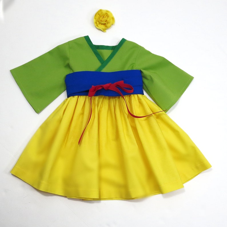 Mulan Dress for Little Girls, Warrior Princess Birthday Party, Baby Girl Dress, Photo Shoot, Toddler Outfit, Costume, 6 months to 14 years image 2