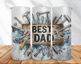 Vatertag Tumbler Wrap Design -Bester Vater 20oz Skinny Tumbler Wrap PNG -Lustige Papa Werkzeuge PNG Sublimation Design -Digitaler Download