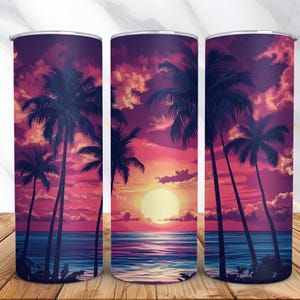 Beach Sunset Tumbler Wrap for Beach Lovers -20oz Skinny Tumbler Wrap -Beach Tumbler Wrap PNG Sublimation Design -Digital Download