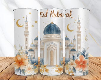 Eid Mubarak Tumbler Wrap for Eid Gifts -20oz Tumbler Wrap -Islamic Mosque Art Sublimation Design -Religious PNG -Digital Download