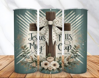 Coquette Christian Tumbler Wrap -20oz Skinny Sublimation Tumbler Design -Cross Sublimation Design - Religious Tumbler PNG -Digital Download