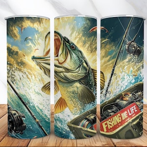 Fishing Tumbler Wrap -Fishing Life Sublimation Design -20oz Skinny Tumbler Fishing PNG Design -Fisherman Gifts -Digital Download