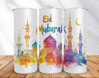 Eid Mubarak Tumbler Wrap for Eid Gifts -20oz Tumbler Wrap -Islamic Tumbler -Religious PNG Sublimation Design -Digital Download