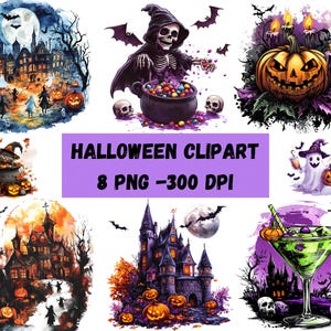 Halloween PNG Bundle, Halloween Ghost Clipart Bundle, Spooky Pumpkin Clipart, Haunted House Holiday Clipart, Halloween Bundle