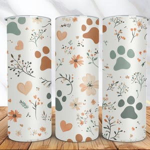 Paw prints tumbler wrap - dog png - dog mom png - pet tumbler - 20oz tumbler wrap -  Dog lover gifts - Skinny tumbler - Digital download