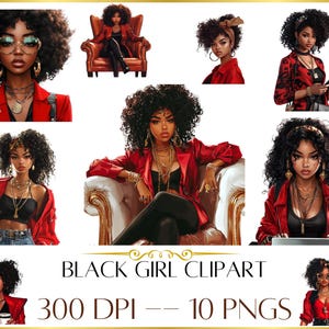 Black girl clipart, Afro girl clipart bundle, Fashion girl clipart, Black queen png, woman clipart, Instant Digital Download