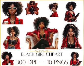 Black girl clipart, Afro girl clipart bundle, Fashion girl clipart, Black queen png, woman clipart, Instant Digital Download