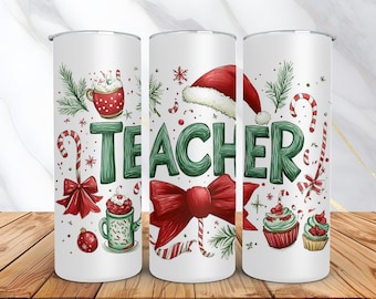 Weihnachten Lehrer Tumbler Wrap, 20oz Tumbler Wrap, Lehrer Wertschätzung Tumbler Wrap PNG, Skinny Tumbler, Geschenk für Lehrer