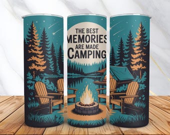 Camping Tumbler Wrap - 20oz skinny tumbler wrap - Best Memories Camping PNG - Adventure Gifts - Gift for nature lovers - Digital Download