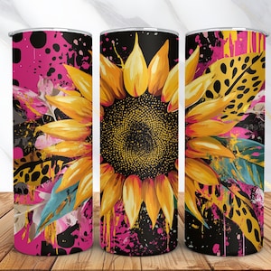 Sunflower Cow Print 20oz Skinny Tumbler Wrap, Sublimation Design, Digital Download PNG, Western Mama Tumbler Wrap PNG