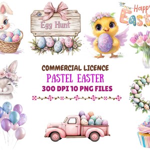 Easter Clipart Watercolor Clipart Bundle Cute Easter PNG Bunny PNG Easter Wreath for Junk Journal Commercial Use Digital Download
