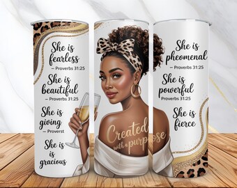 Schwarze Frau Tumbler Wrap -20oz Skinny Tumbler Sublimationsdesign -Erstellt mit einem Zweck Schwarzes Mädchen PNG Design -Digitaler Download
