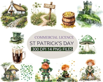 St Patricks day clipart Bundle St Patricks Day PNG Leprechaun Clipart Pot of Gold PNG Spring Clipart Bundle Digital Download