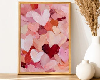 Valentines Day Print -Romantic Hearts Wall Art -Valentines Day Decor -Instant Digital Download