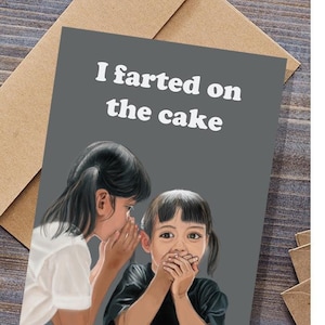 ケーキにオナラした面白い妹の誕生日カード