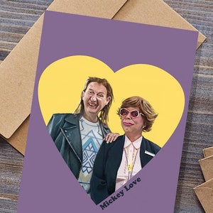 Tarjeta de aniversario del día de San Valentín de Mickey y Pauline Liga de caballeros Mickey love