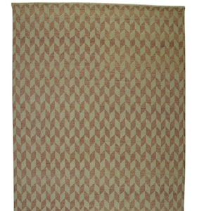Geometric Herringbone Turkish Rug: Hand-Knotted Wool Oushak