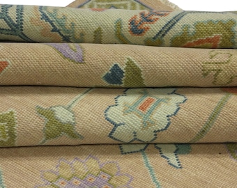 Hand-Knotted Turkish Wool Oushak Rug: Peach Beige Oriental Area Rug