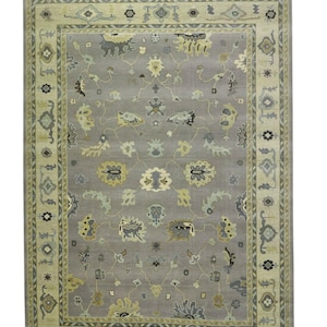 Tappeto in lana Oushak grigio - Tappeto turco fatto a mano in beige e grigio tenue / Tappeto orientale tradizionale 10x14, 12x15, 12x18 per soggiorno e camera da letto