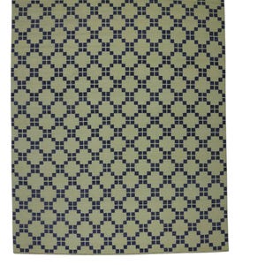 Hand-Knotted Turkish Oushak Rug: Modern Geometric Navy & Beige