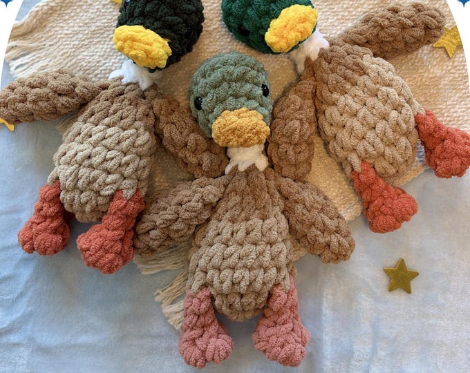 Mars the Mallard Duckling | Mallard Snuggler | Duck Lovey | Crochet Unstuffed Toy | Nursery Decor | Child Present | Birthday Gift | New Baby