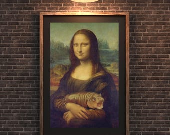 Mona Lisa With Hippo Print: Humorous Surreal Art (digital Download