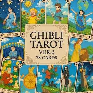 Studio Ghibli Anime Tarotkarten ver2 PNG, 78 png Ghibli Tarotkarte, Ghibli ver 2 Tarotkarten, digitales Tarot, Cartoon Tarot, lustige Tarotkarte
