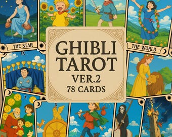 Cartas del Tarot del Anime Studio Ghibli: 78 PNG descarga digital