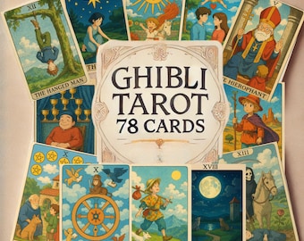 Studio Ghibli Anime Tarot Cards Set: 78 PNG Digital Download