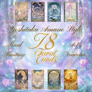 Tarot Yoshitaka Amano Tarotkarten-Set PNG, 78 png Tarot, Jugendstil-Tarotkarte, Final Fantasy Tarotkarten, Digitales Tarot, Lustiges Tarot