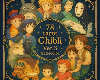 Baraja de Tarot de Studio Ghibli: Arte Anime en Acuarela, Arcanos Mayores y Menores (Descarga Digital)