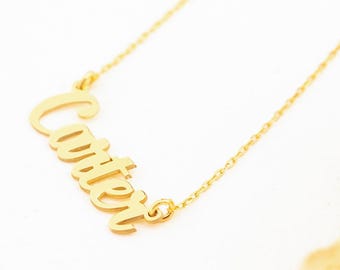 Gold Personalized Name Necklace: Delicate Layering Necklace, Dainty Name Charm Jewelry, Boho Jewelry