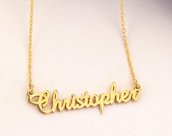 Gold Personalized Name Necklace: Delicate Layering Necklace, Dainty Name Charm Jewelry